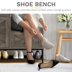 Meuble à chaussures Moasis Farmhouse avec 2 tiroirs rabattables pour 16 paires, rangement pour chaussures d'entrée avec banc à chaussures