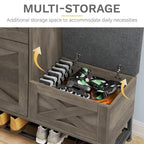 Meuble à chaussures Moasis Farmhouse avec 2 tiroirs rabattables pour 16 paires, rangement pour chaussures d'entrée avec banc à chaussures