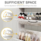 Meuble à chaussures Moasis Farmhouse avec 2 tiroirs rabattables pour 16 paires, rangement pour chaussures d'entrée avec banc à chaussures