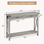 Table console bohème avec tiroirs en rotin pour entrée