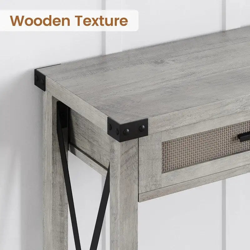 Table console bohème avec tiroirs en rotin pour entrée