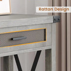 Table console bohème avec tiroirs en rotin pour entrée