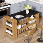 Îlot de cuisine de style campagnard de 55 pouces avec rangement pour cuisine et salle à manger