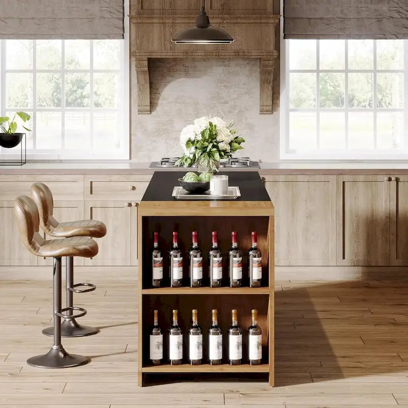 Îlot de cuisine de style campagnard de 55 pouces avec rangement pour cuisine et salle à manger
