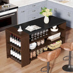 Îlot de cuisine de style campagnard de 55 pouces avec rangement pour cuisine et salle à manger