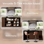 Îlot de cuisine de style campagnard de 55 pouces avec rangement pour cuisine et salle à manger
