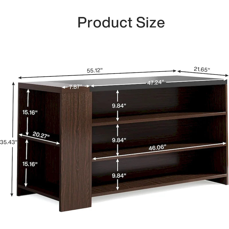 Îlot de cuisine de style campagnard de 55 pouces avec rangement pour cuisine et salle à manger