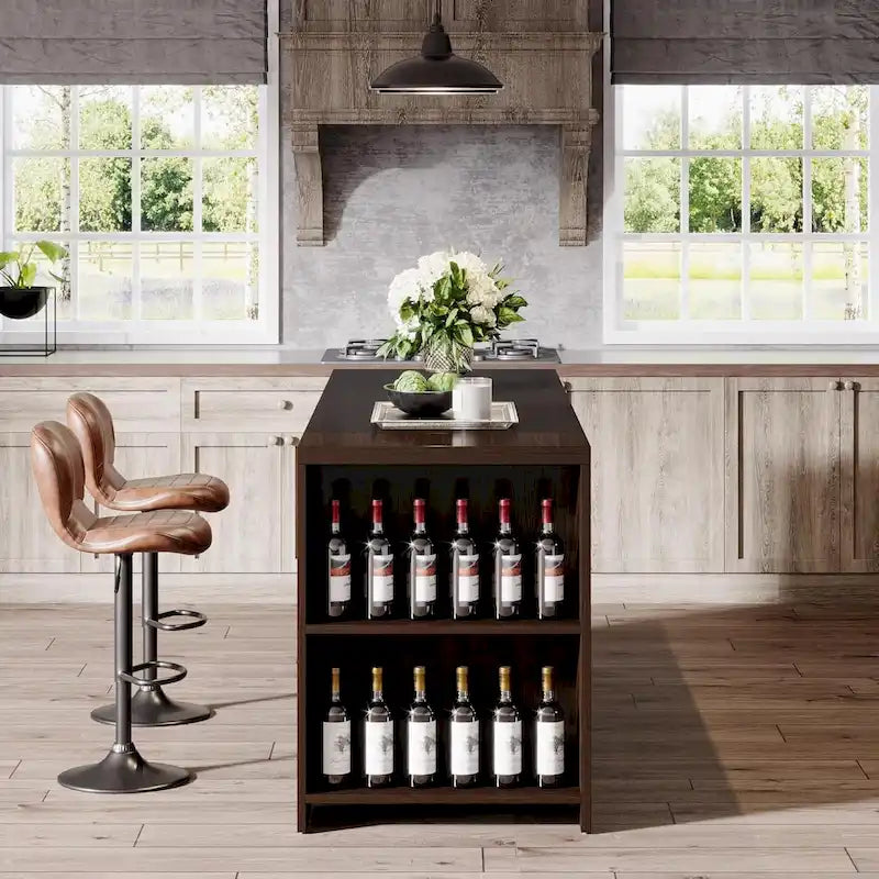Îlot de cuisine de style campagnard de 55 pouces avec rangement pour cuisine et salle à manger