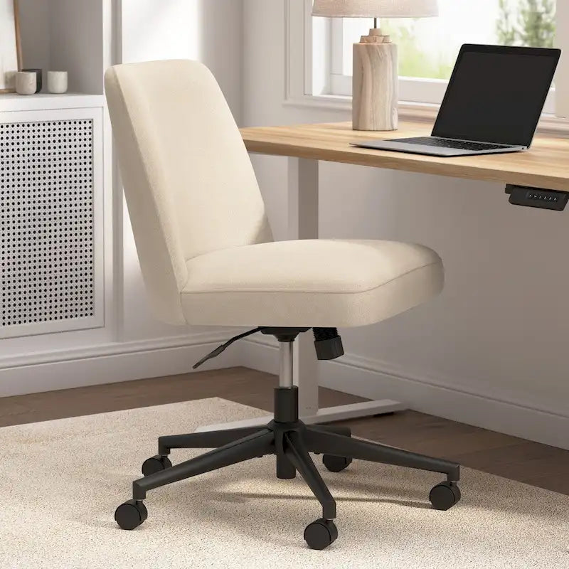 Chaise de bureau sans accoudoirs à dossier mi-haut Bush Furniture Serenity avec roulettes