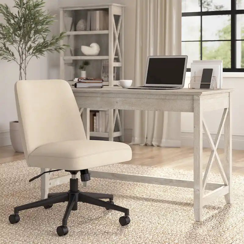 Chaise de bureau sans accoudoirs à dossier mi-haut Bush Furniture Serenity avec roulettes