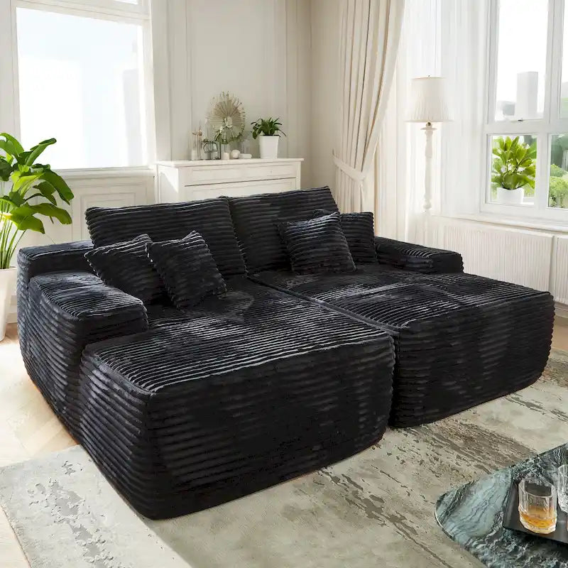 Canapé double méridienne OVIOS Long Plush, sans assemblage requis