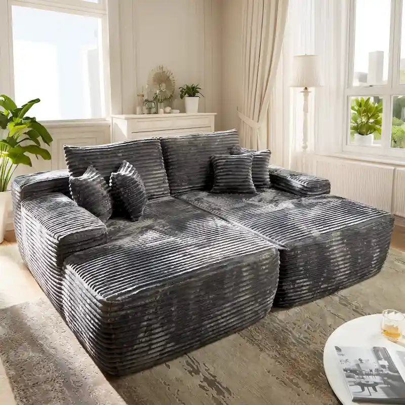 Canapé double méridienne OVIOS Long Plush, sans assemblage requis