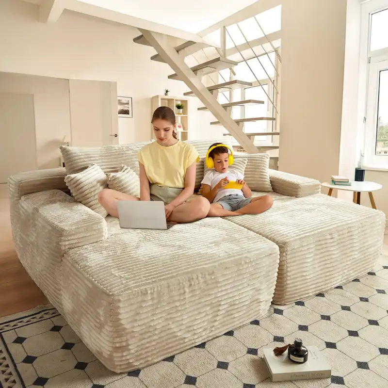 Canapé double méridienne OVIOS Long Plush, sans assemblage requis