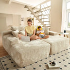 Canapé double méridienne OVIOS Long Plush, sans assemblage requis
