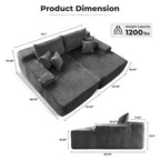 Canapé double méridienne OVIOS Long Plush, sans assemblage requis