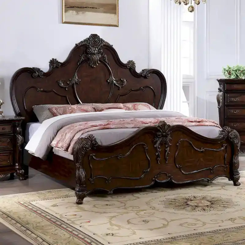 Lit traditionnel Eugene en bois massif à panneaux, de Furniture of America