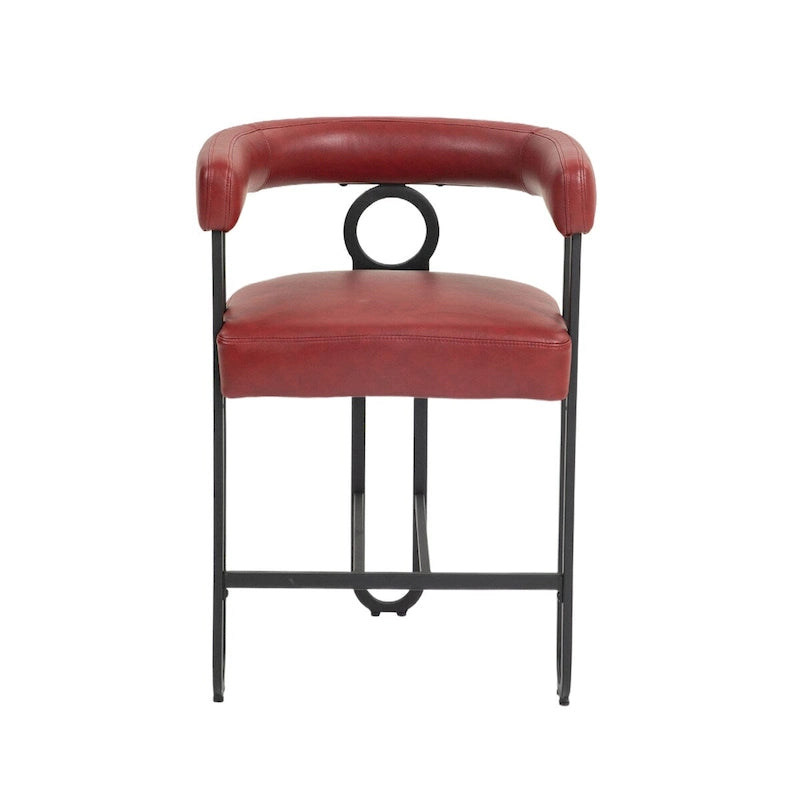 Tabourets de bar contemporains avec repose-pieds, revêtus de chenille et de cuir (lot de 2).