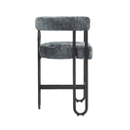 Tabourets de bar contemporains avec repose-pieds, revêtus de chenille et de cuir (lot de 2).