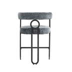 Tabourets de bar contemporains avec repose-pieds, revêtus de chenille et de cuir (lot de 2).