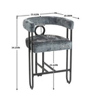 Tabourets de bar contemporains avec repose-pieds, revêtus de chenille et de cuir (lot de 2).