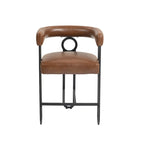Tabourets de bar contemporains avec repose-pieds, revêtus de chenille et de cuir (lot de 2).