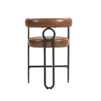 Tabourets de bar contemporains avec repose-pieds, revêtus de chenille et de cuir (lot de 2).