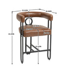 Tabourets de bar contemporains avec repose-pieds, revêtus de chenille et de cuir (lot de 2).