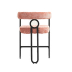 Tabourets de bar contemporains avec repose-pieds, revêtus de chenille et de cuir (lot de 2).