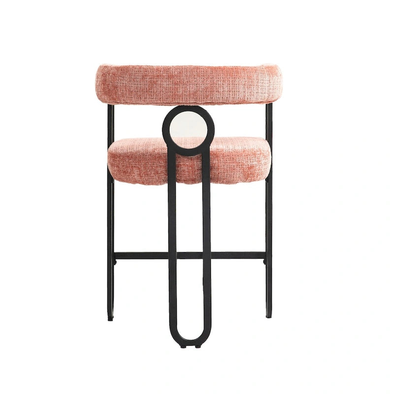 Tabourets de bar contemporains avec repose-pieds, revêtus de chenille et de cuir (lot de 2).