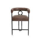 Tabourets de bar contemporains avec repose-pieds, revêtus de chenille et de cuir (lot de 2).