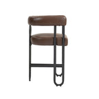 Tabourets de bar contemporains avec repose-pieds, revêtus de chenille et de cuir (lot de 2).