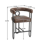 Tabourets de bar contemporains avec repose-pieds, revêtus de chenille et de cuir (lot de 2).