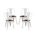 Ensemble de chaises de salle à manger empilables en métal et métal de style industriel avec assise en bois