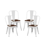 Ensemble de chaises de salle à manger empilables en métal et métal de style industriel avec assise en bois