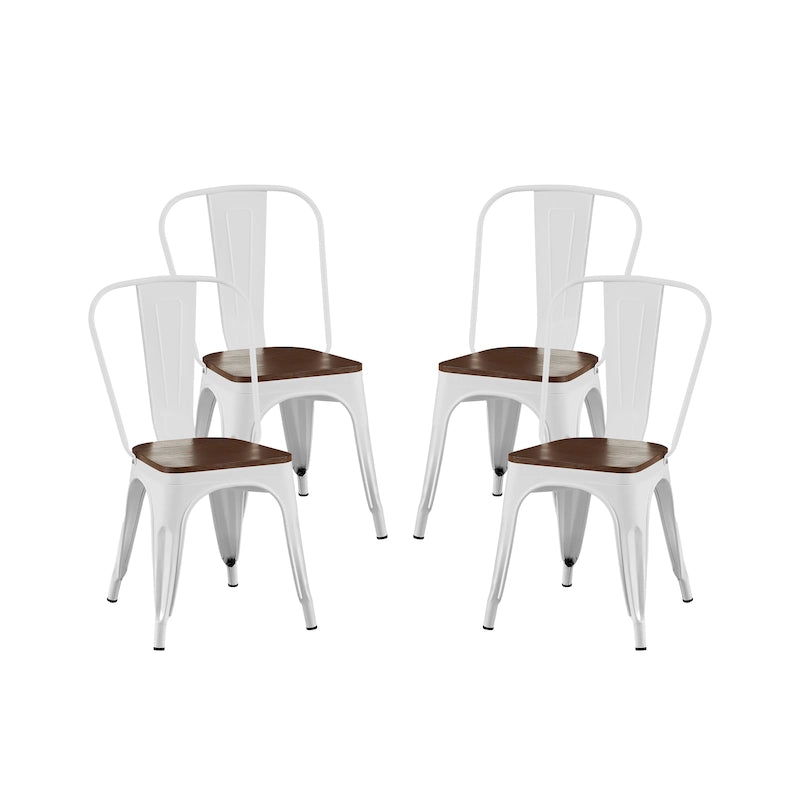 Ensemble de chaises de salle à manger empilables en métal et métal de style industriel avec assise en bois
