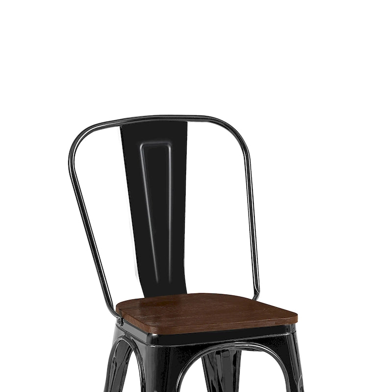 Ensemble de chaises de salle à manger empilables en métal et métal de style industriel avec assise en bois