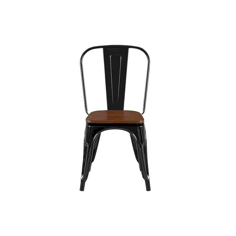Ensemble de chaises de salle à manger empilables en métal et métal de style industriel avec assise en bois