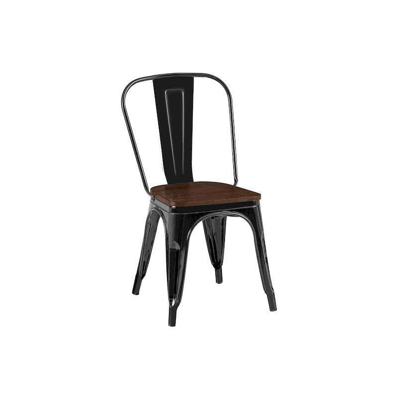 Ensemble de chaises de salle à manger empilables en métal et métal de style industriel avec assise en bois
