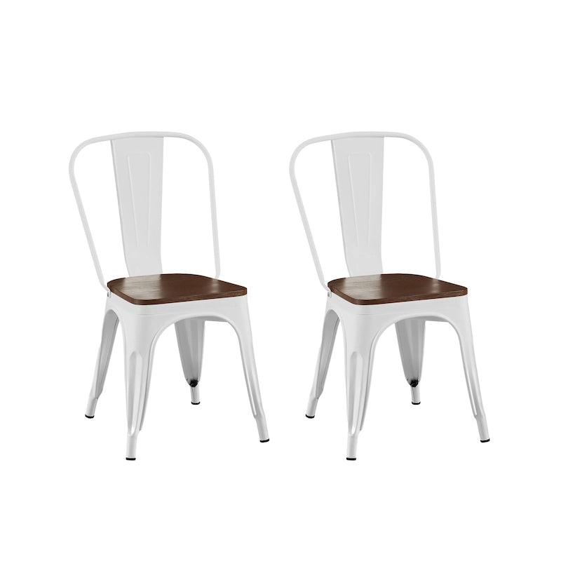 Ensemble de chaises de salle à manger empilables en métal et métal de style industriel avec assise en bois