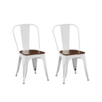 Ensemble de chaises de salle à manger empilables en métal et métal de style industriel avec assise en bois