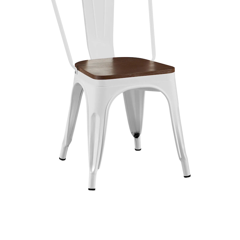 Ensemble de chaises de salle à manger empilables en métal et métal de style industriel avec assise en bois