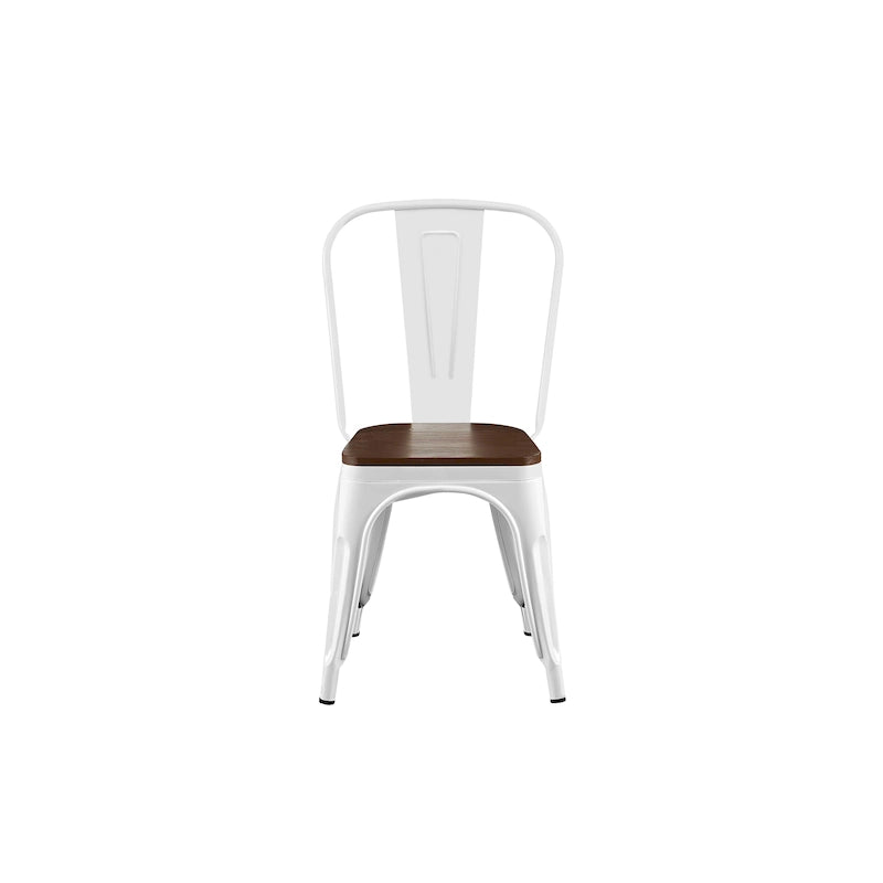 Ensemble de chaises de salle à manger empilables en métal et métal de style industriel avec assise en bois