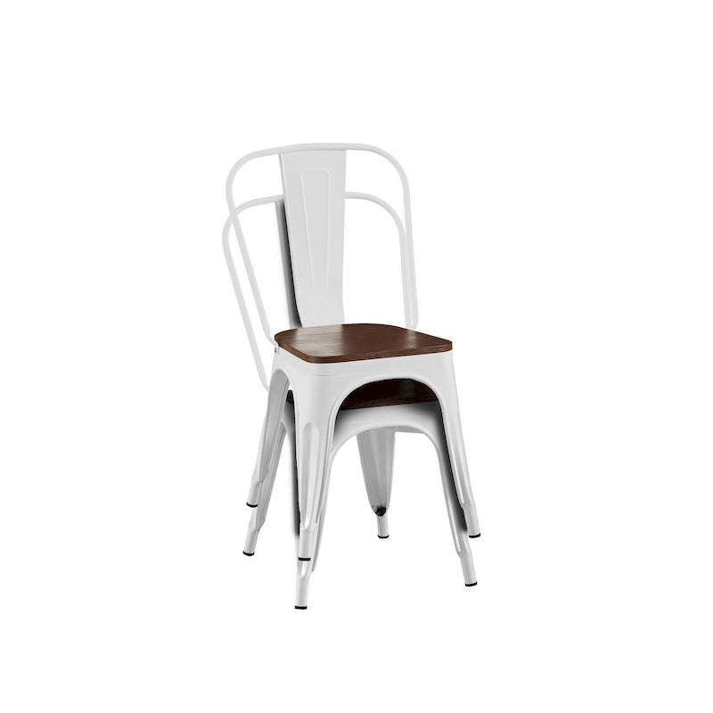 Ensemble de chaises de salle à manger empilables en métal et métal de style industriel avec assise en bois