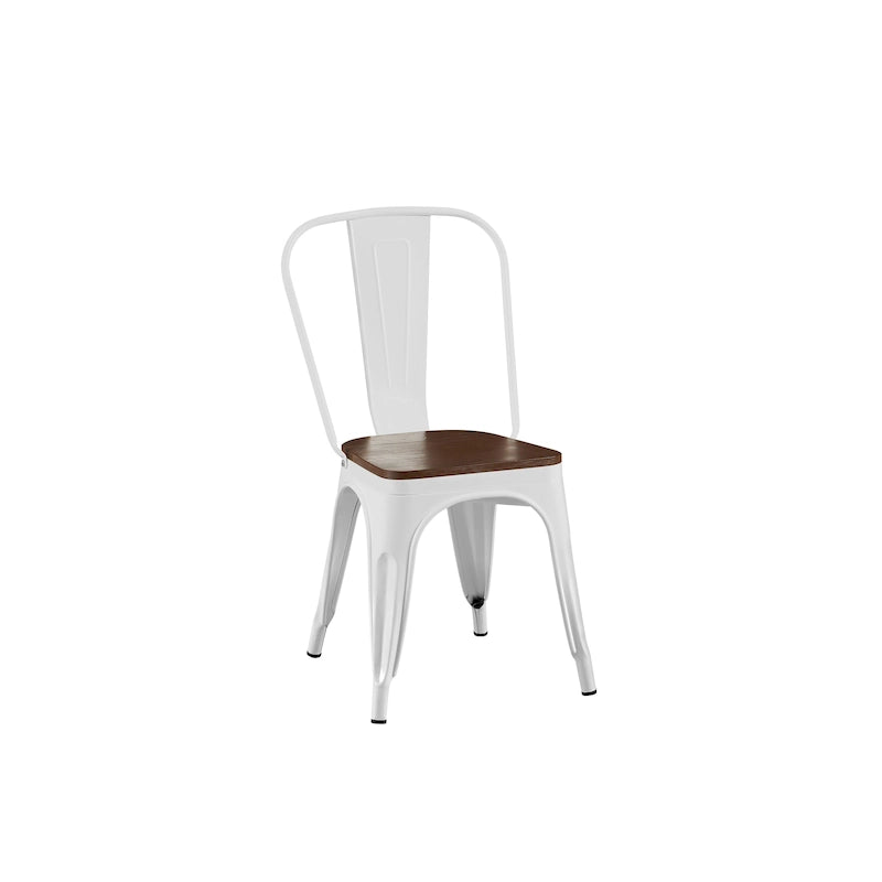 Ensemble de chaises de salle à manger empilables en métal et métal de style industriel avec assise en bois