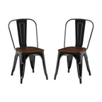 Ensemble de chaises de salle à manger empilables en métal et métal de style industriel avec assise en bois