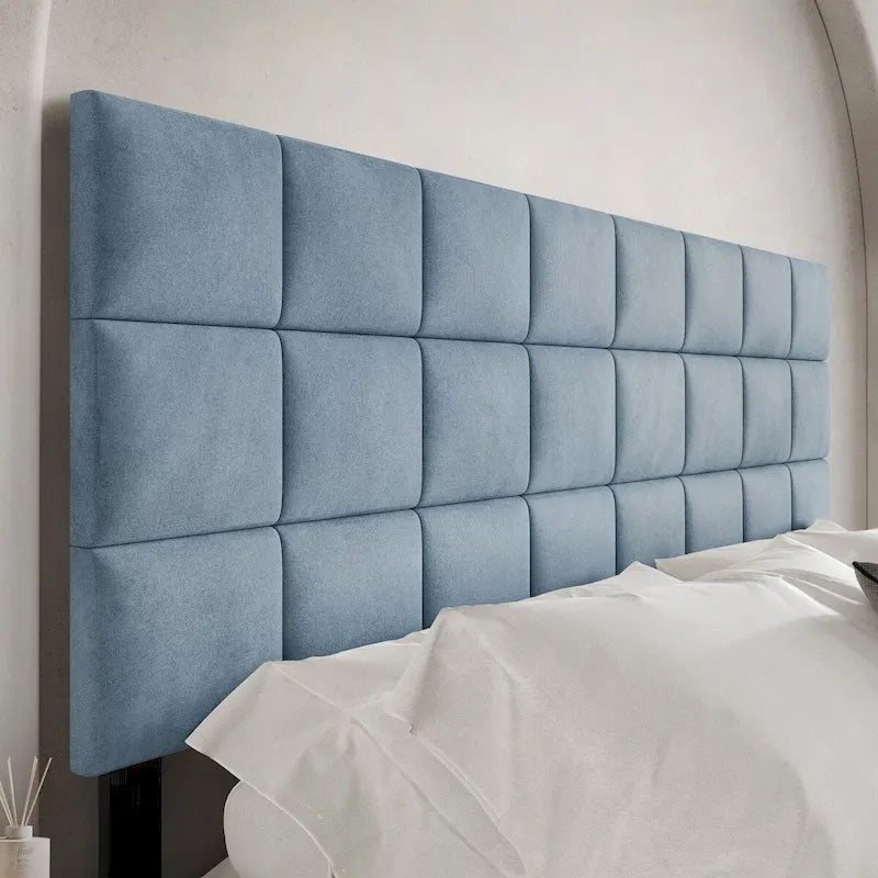Tête de lit rembourrée en velours avec surpiqûres carrées CraftPorch