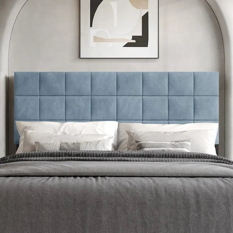 Tête de lit rembourrée en velours avec surpiqûres carrées CraftPorch