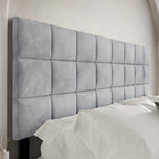 Tête de lit rembourrée en velours avec surpiqûres carrées CraftPorch