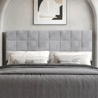 Tête de lit rembourrée en velours avec surpiqûres carrées CraftPorch