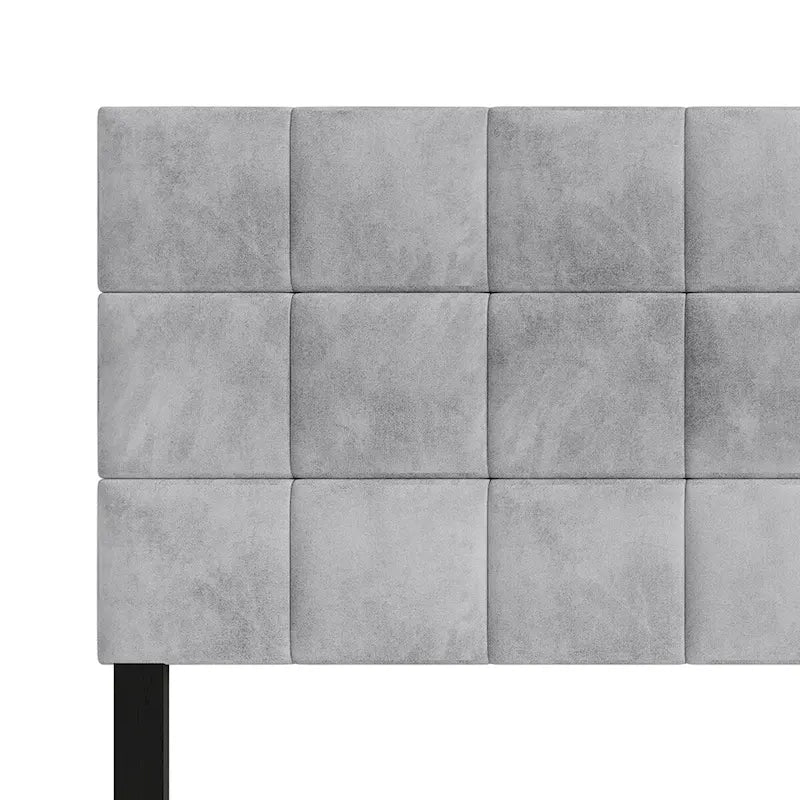 Tête de lit rembourrée en velours avec surpiqûres carrées CraftPorch